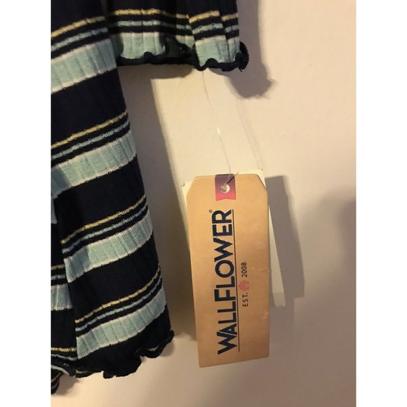 Wallflower Juniors Women's Blue Striped Long Sleeve Dress Size M New - Picture 4 of 7